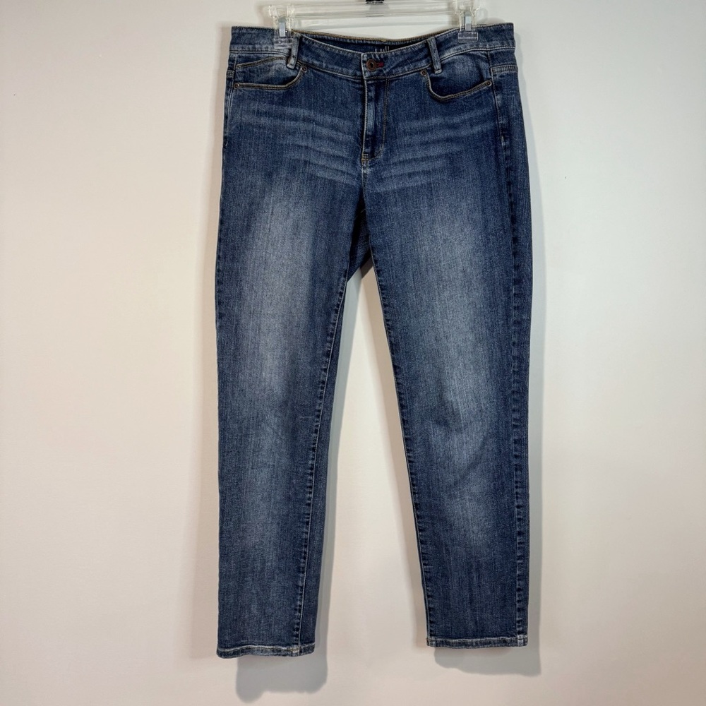 J. Jill Straight Fit Slim Boyfriend Jeans Mid Rise Blue Stretch Denim Size 6